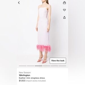 16Arlington Elegant Strapless Dress with Feather Hem